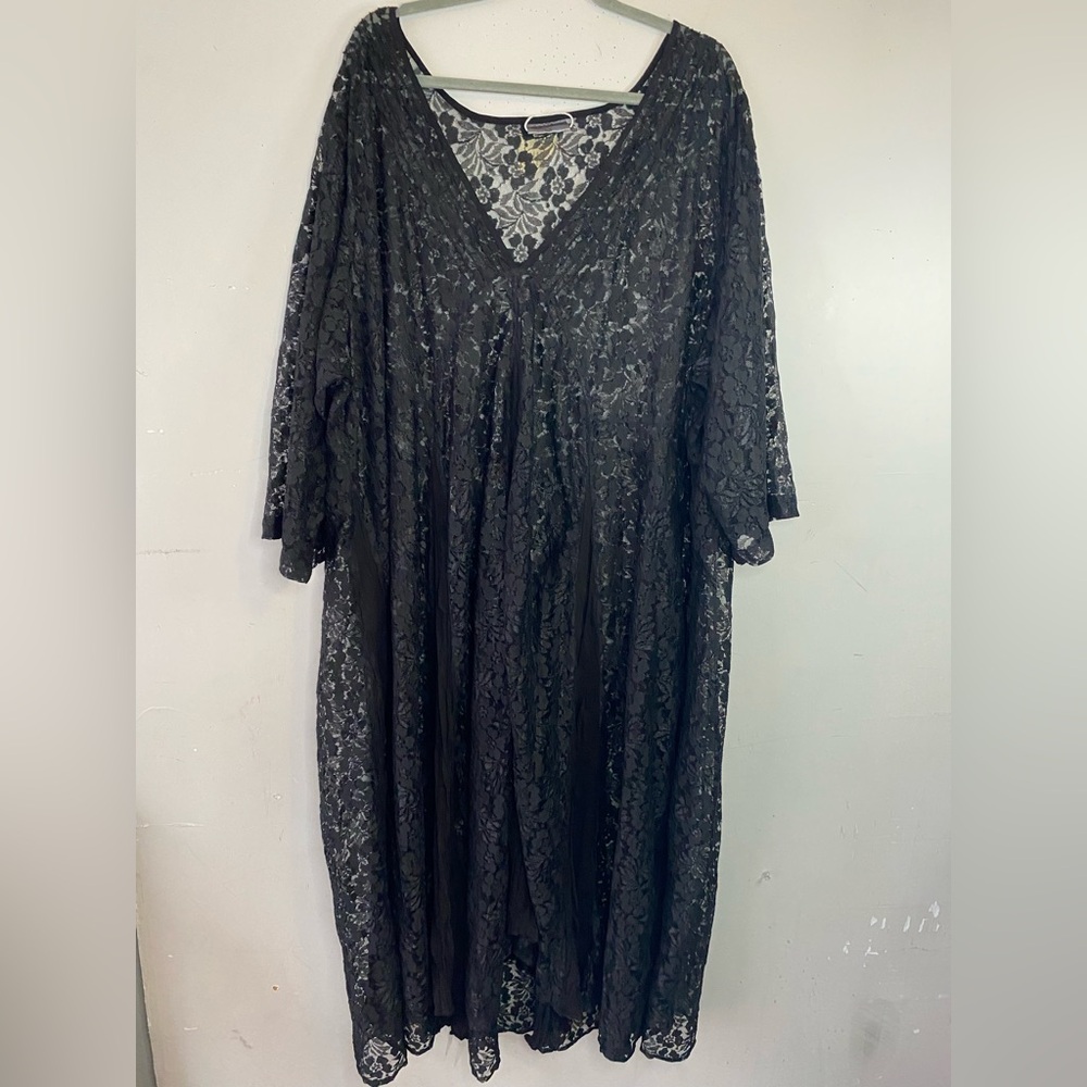 HolyClothing Black Lace Maxi Dress 5X NWT Renaissance Goth Witchy Plus Size - Picture 7 of 16